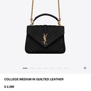 YSL college medium in quilted leather black